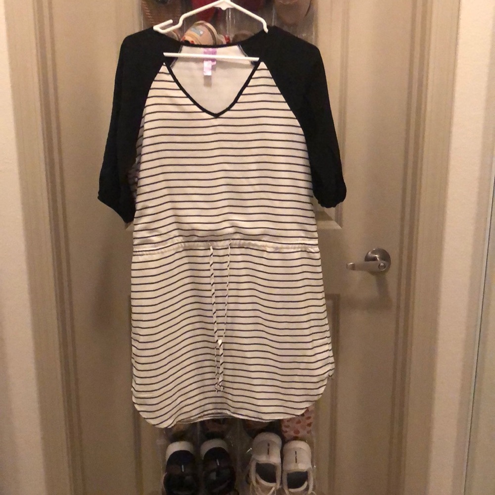 Black and white striped dress